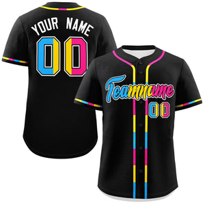 Custom Black Pansexuality For Pride Month Classic Style Authentic Baseball Jersey