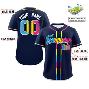 Custom Navy Pansexuality For Pride Month Classic Style Authentic Baseball Jersey