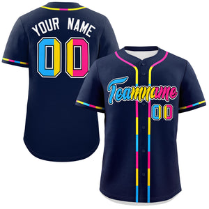 Custom Navy Pansexuality For Pride Month Classic Style Authentic Baseball Jersey