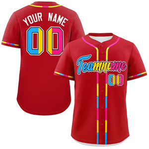 Custom Red Pansexuality For Pride Month Classic Style Authentic Baseball Jersey