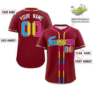 Custom Crimson Pansexuality For Pride Month Classic Style Authentic Baseball Jersey