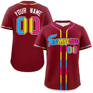 Custom Crimson Pansexuality For Pride Month Classic Style Authentic Baseball Jersey