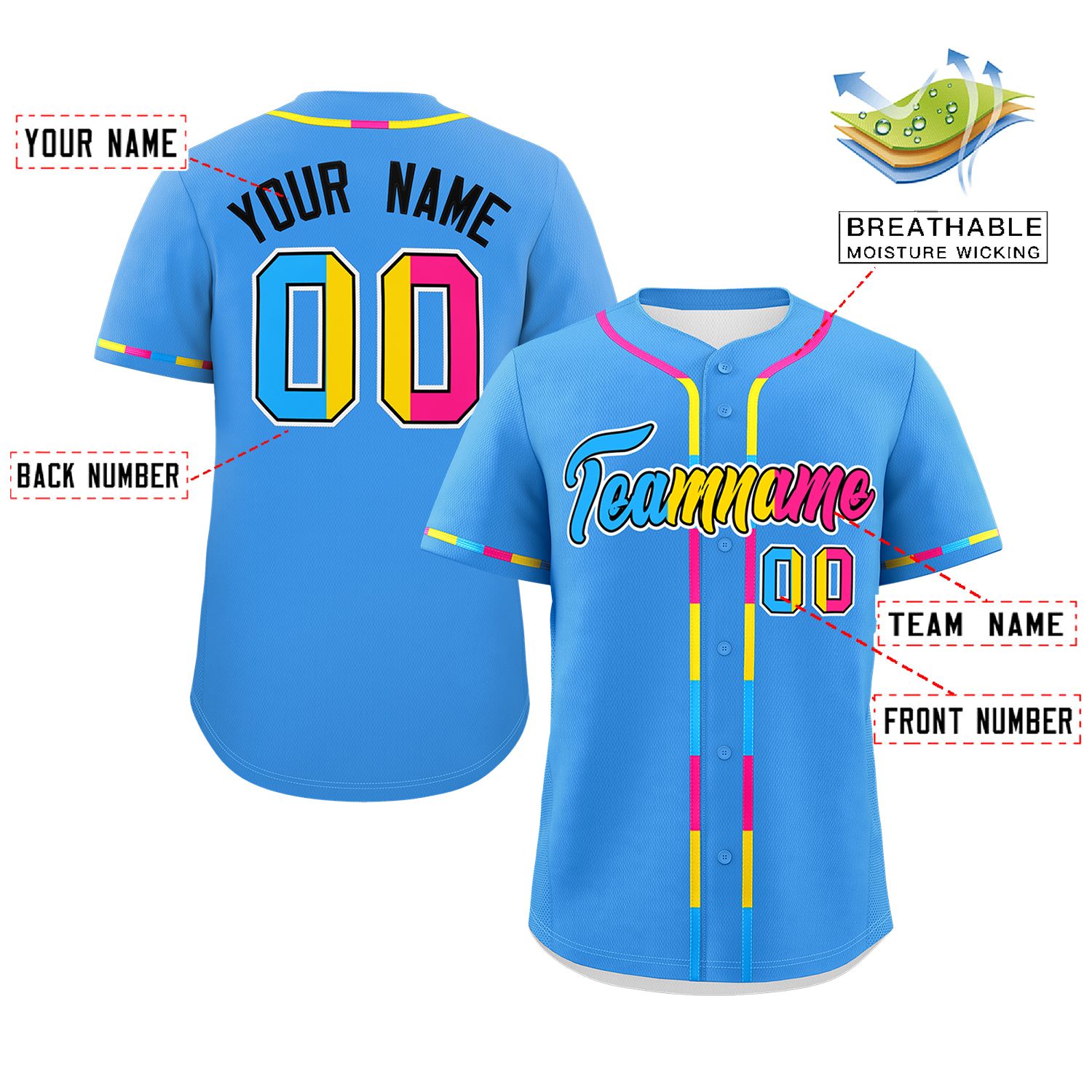 Custom Powder Blue Pansexuality For Pride Month Classic Style Authentic Baseball Jersey