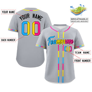 Custom Gray Pansexuality For Pride Month Classic Style Authentic Baseball Jersey