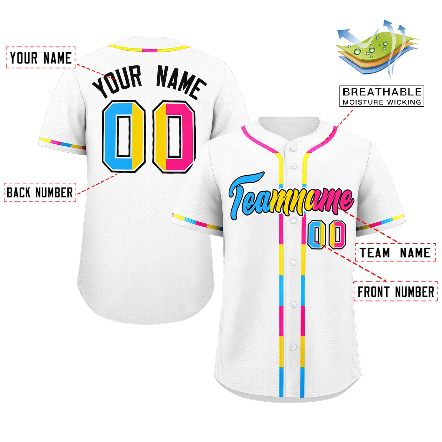 Custom White Pansexuality For Pride Month Classic Style Authentic Baseball Jersey