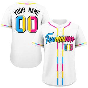 Custom White Pansexuality For Pride Month Classic Style Authentic Baseball Jersey