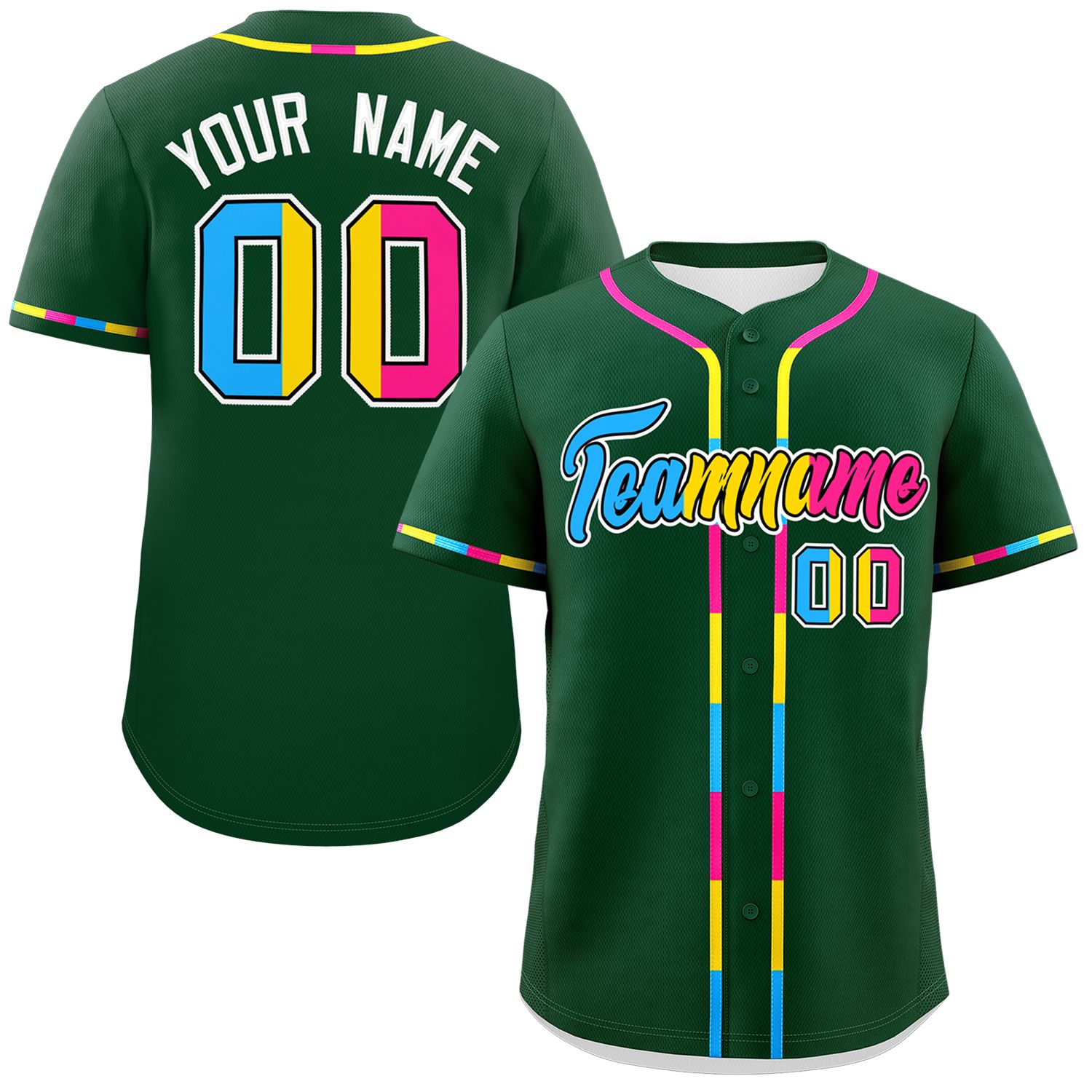 Custom Green Pansexuality For Pride Month Classic Style Authentic Baseball Jersey