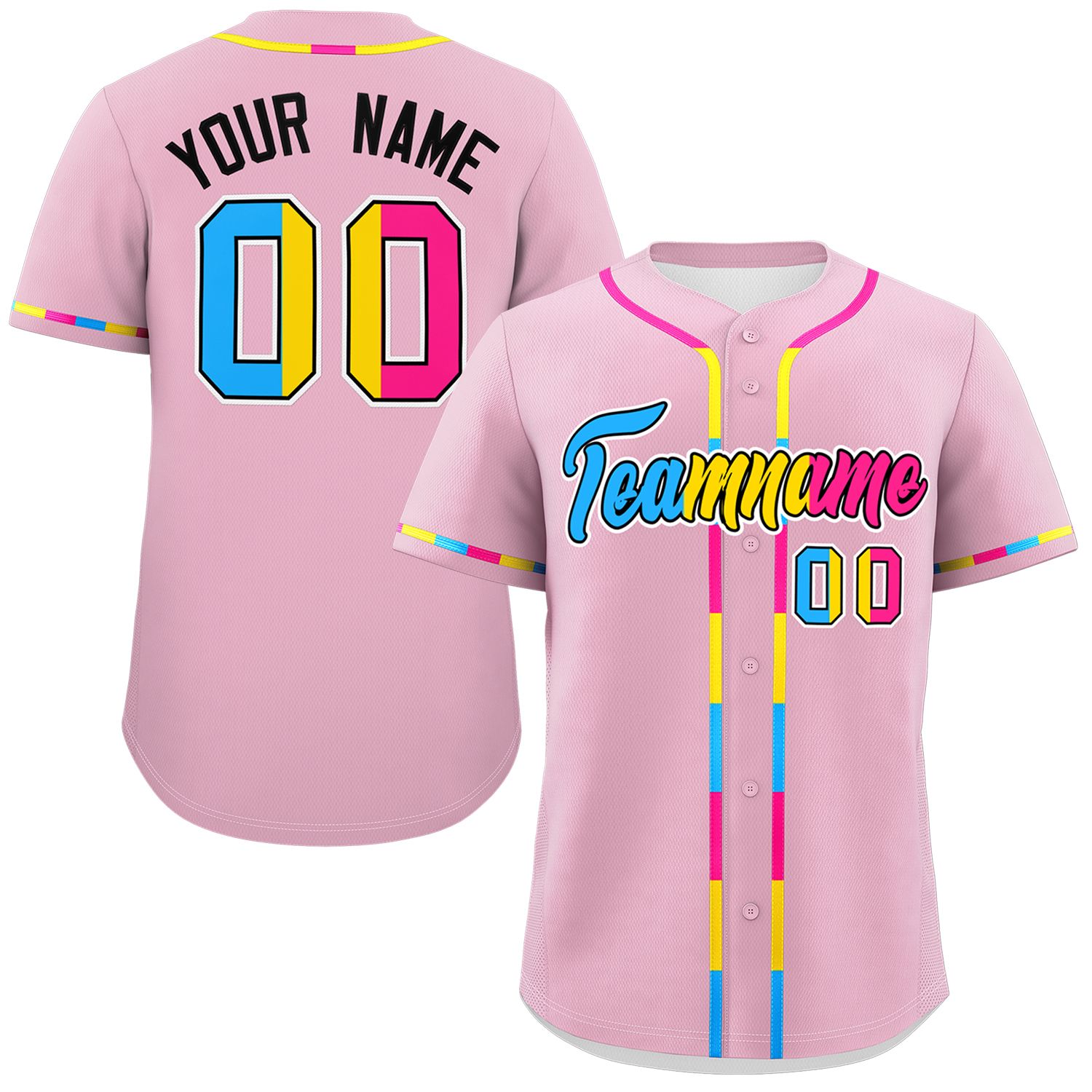 Custom Light Pink Pansexuality For Pride Month Classic Style Authentic Baseball Jersey