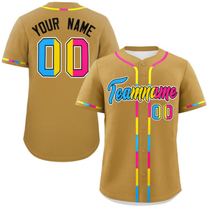 Custom Old Gold Pansexuality For Pride Month Classic Style Authentic Baseball Jersey