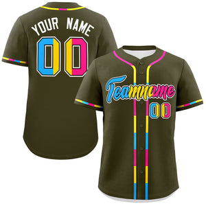 Custom Olive Pansexuality For Pride Month Classic Style Authentic Baseball Jersey