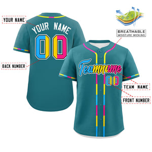 Custom Aqua Pansexuality For Pride Month Classic Style Authentic Baseball Jersey