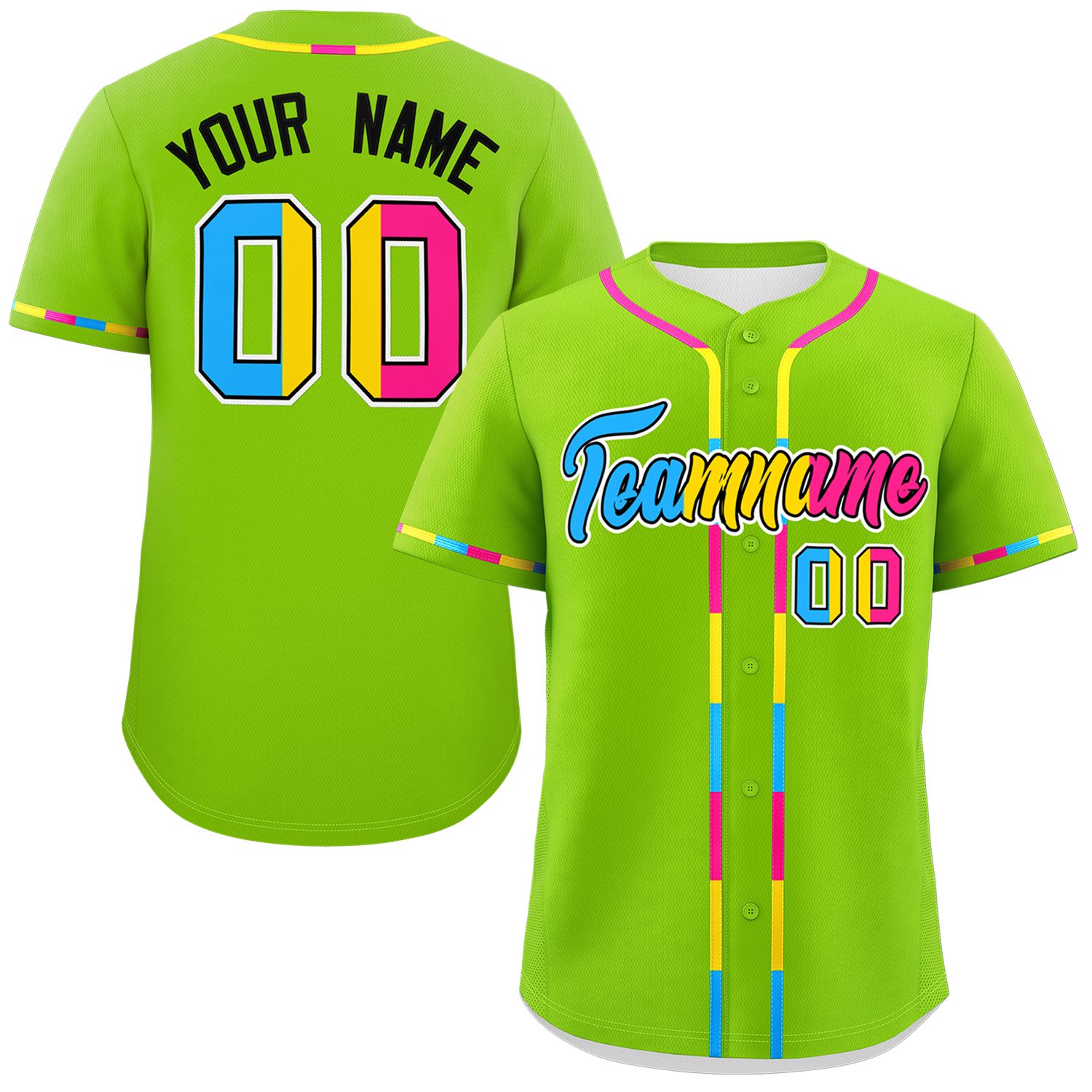 Custom Neon Green Pansexuality For Pride Month Classic Style Authentic Baseball Jersey