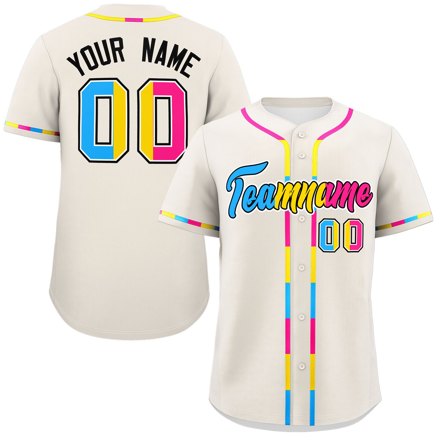 Custom Cream Pansexuality For Pride Month Classic Style Authentic Baseball Jersey