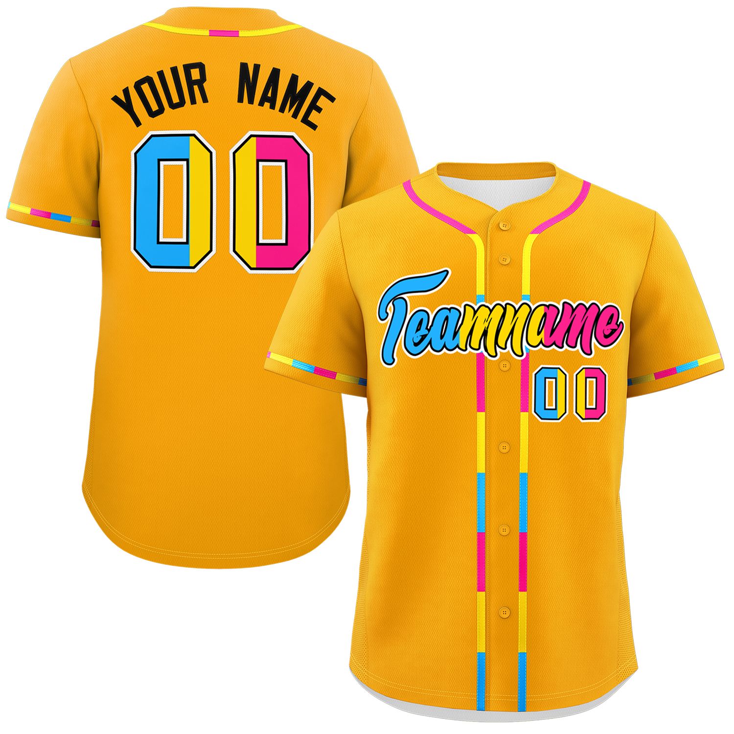 Custom Yellow Pansexuality For Pride Month Classic Style Authentic Baseball Jersey