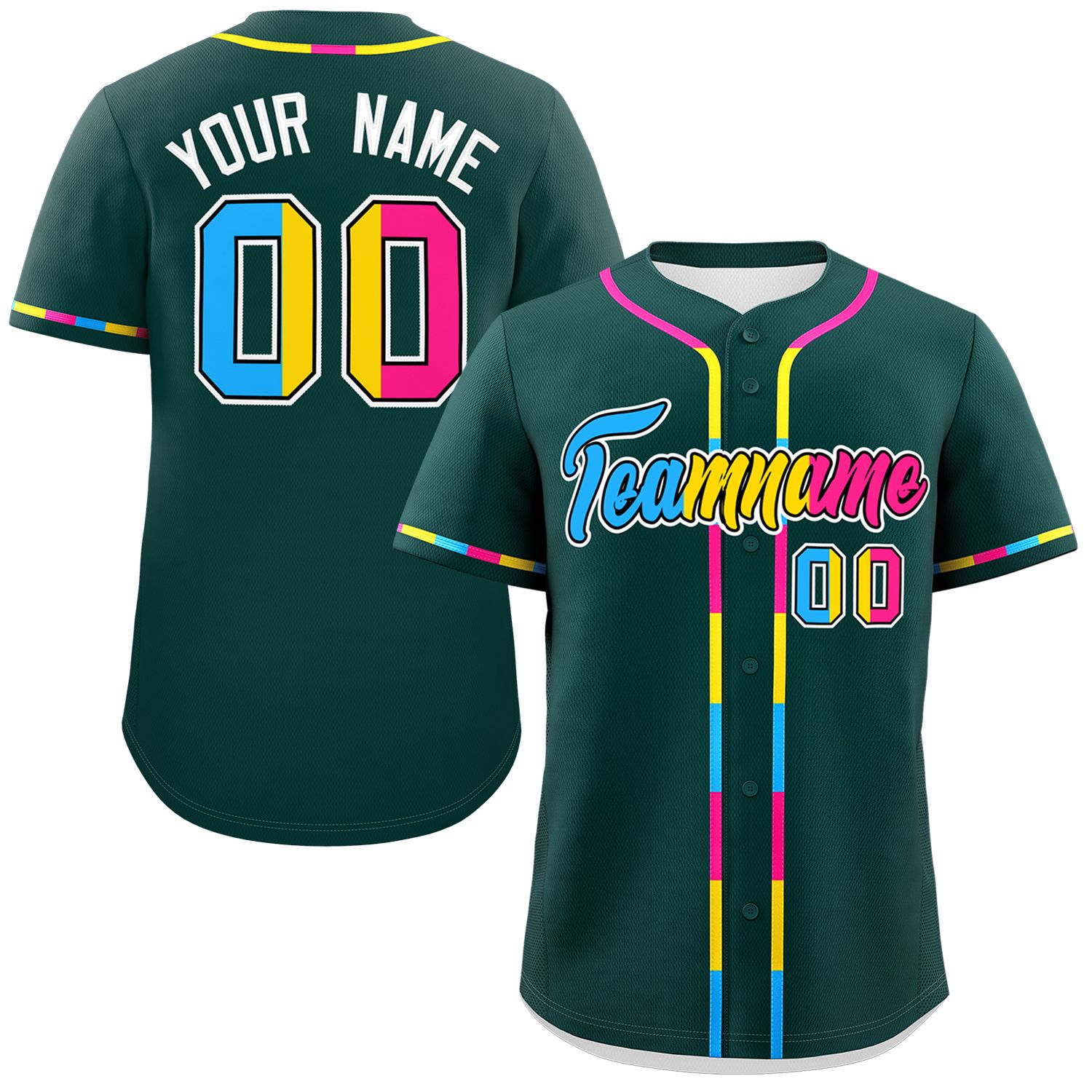 Custom Midnight Green Pansexuality For Pride Month Classic Style Authentic Baseball Jersey