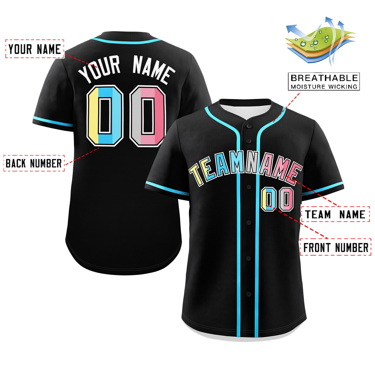 Custom Black Genderflux For Pride Month Classic Style Authentic Baseball Jersey