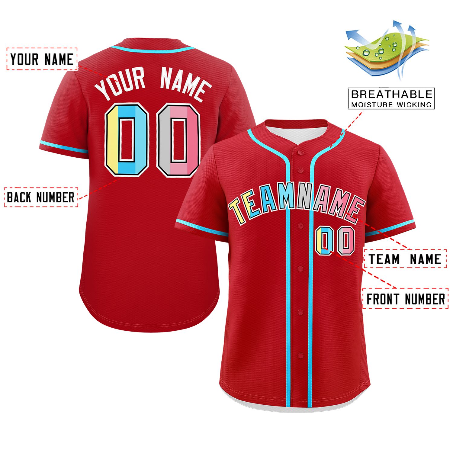 Custom Red Genderflux For Pride Month Classic Style Authentic Baseball Jersey