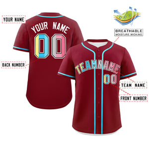 Custom Crimson Genderflux For Pride Month Classic Style Authentic Baseball Jersey