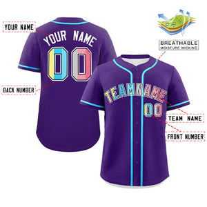 Custom Purple Genderflux For Pride Month Classic Style Authentic Baseball Jersey