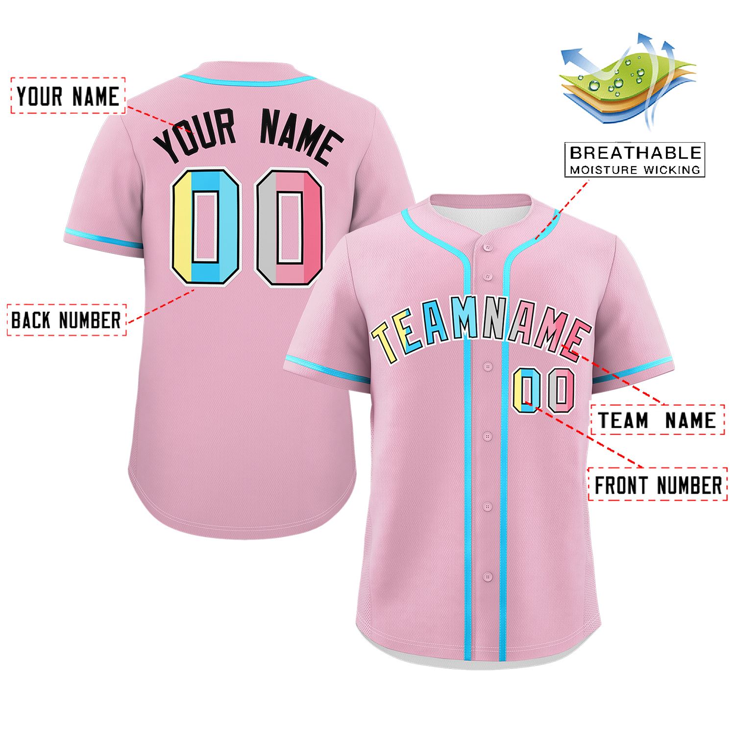 Custom Light Pink Genderflux For Pride Month Classic Style Authentic Baseball Jersey