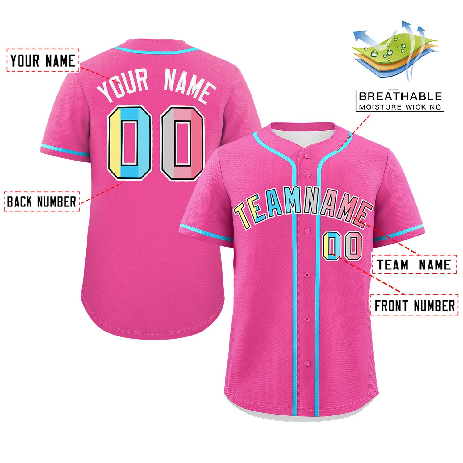 Custom Pink Genderflux For Pride Month Classic Style Authentic Baseball Jersey