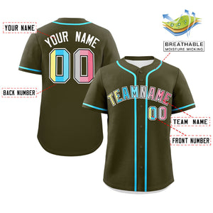 Custom Olive Genderflux For Pride Month Classic Style Authentic Baseball Jersey