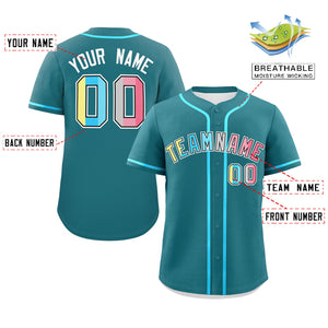 Custom Aqua Genderflux For Pride Month Classic Style Authentic Baseball Jersey