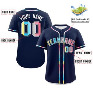 Custom Navy Genderflux For Pride Month Classic Style Authentic Baseball Jersey