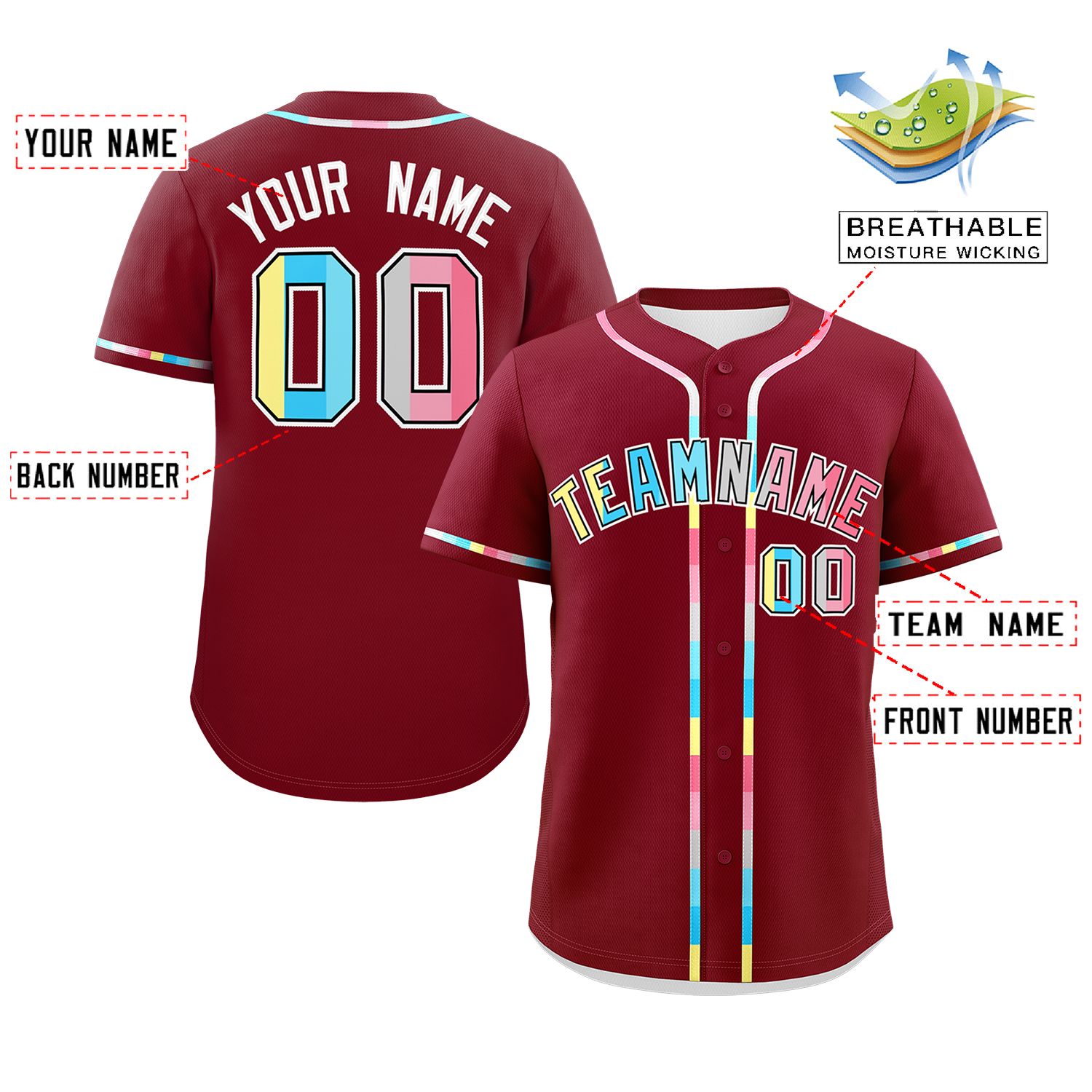 Custom Crimson Genderflux For Pride Month Classic Style Authentic Baseball Jersey