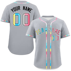 Custom Gray Genderflux For Pride Month Classic Style Authentic Baseball Jersey