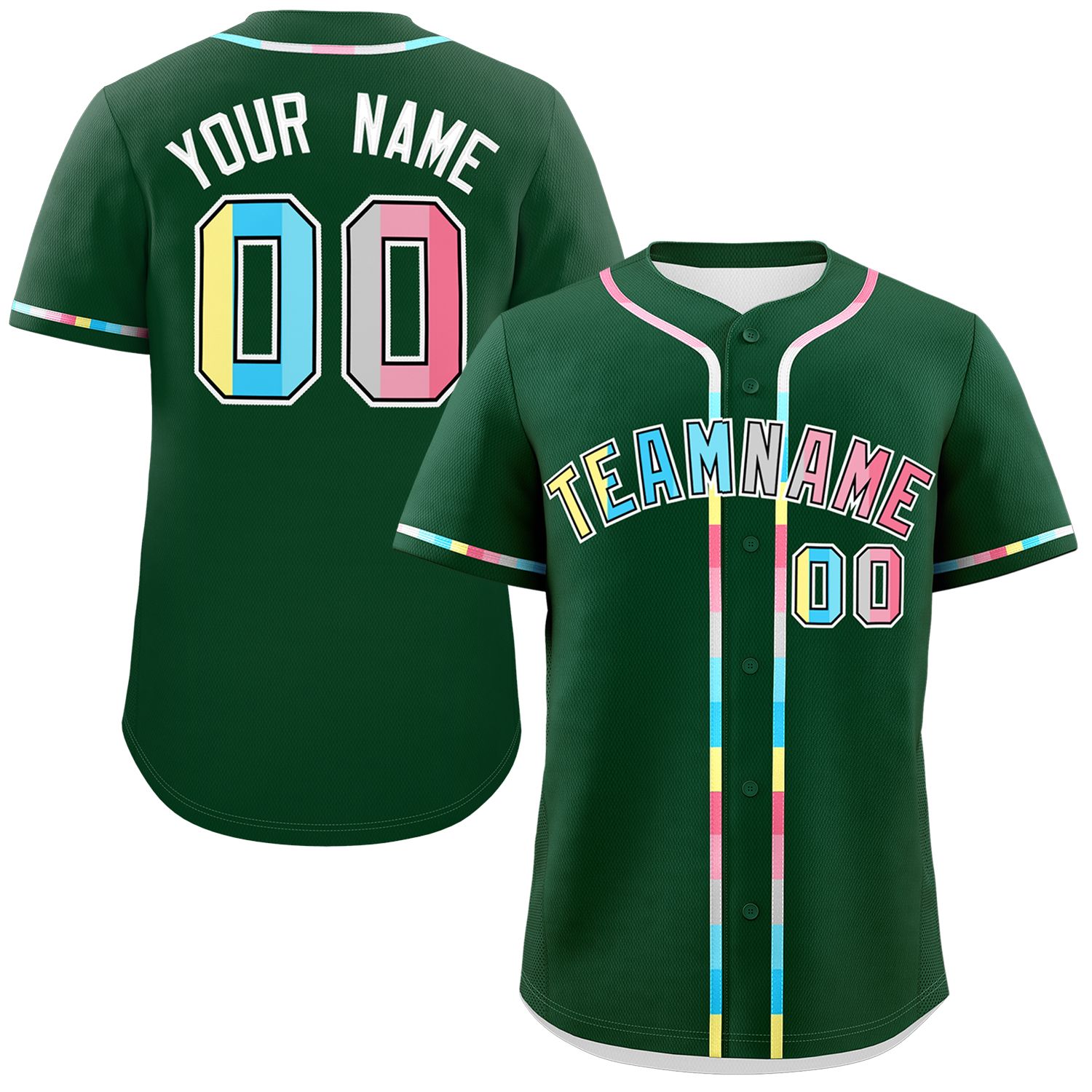 Custom Green Genderflux For Pride Month Classic Style Authentic Baseball Jersey