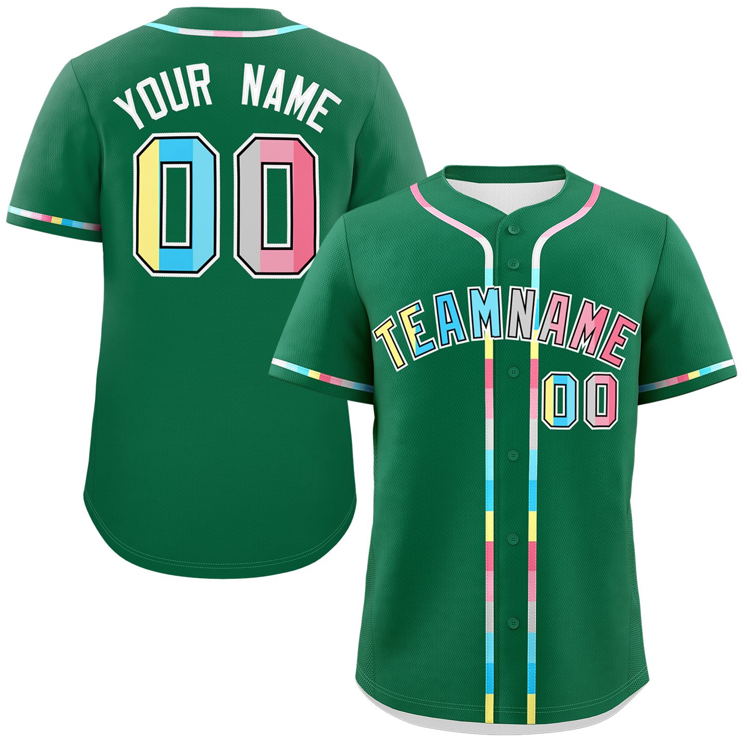 Custom Kelly Green Genderflux For Pride Month Classic Style Authentic Baseball Jersey