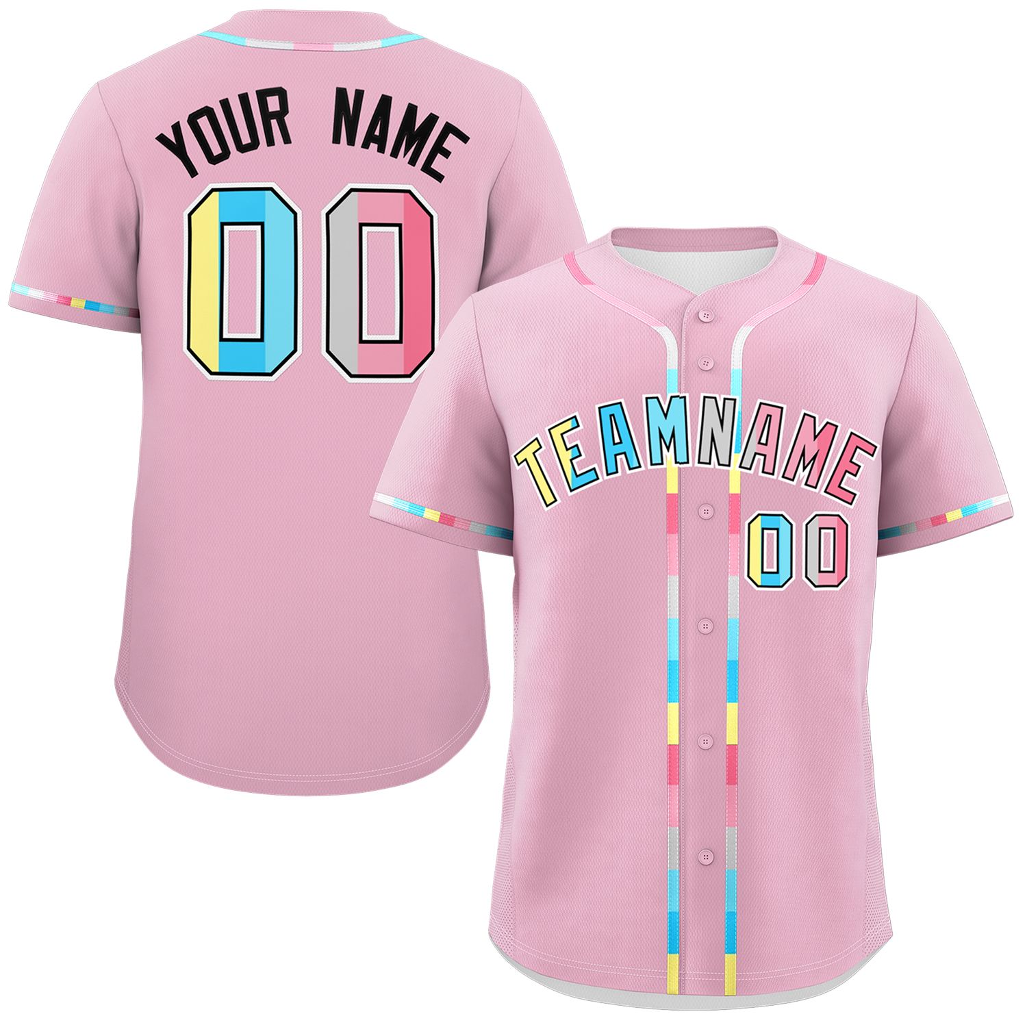 Custom Light Pink Genderflux For Pride Month Classic Style Authentic Baseball Jersey