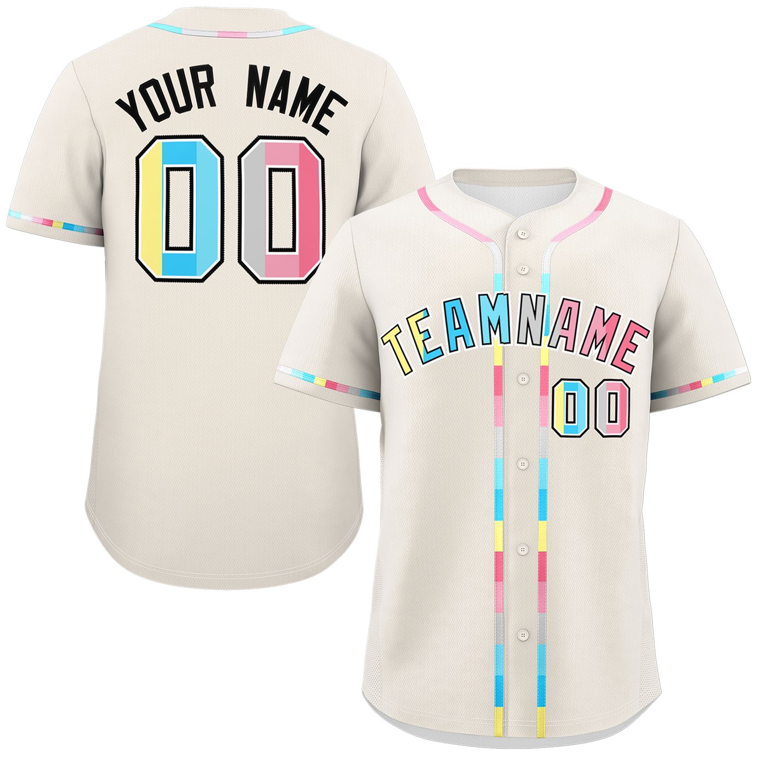 Custom Cream Genderflux For Pride Month Classic Style Authentic Baseball Jersey