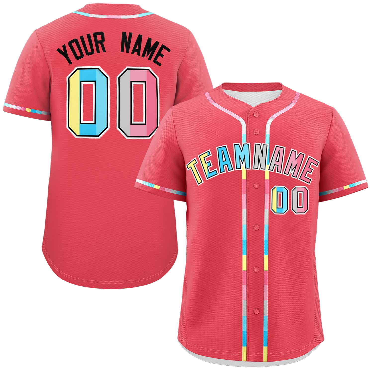 Custom Light Red Genderflux For Pride Month Classic Style Authentic Baseball Jersey