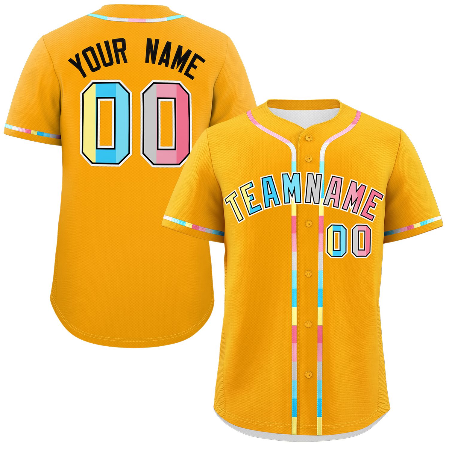 Custom Yellow Genderflux For Pride Month Classic Style Authentic Baseball Jersey