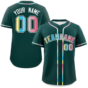 Custom Midnight Green Genderflux For Pride Month Classic Style Authentic Baseball Jersey