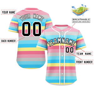 Custom Rainbow Genderflux For Pride Month Color Block Authentic Baseball Jersey