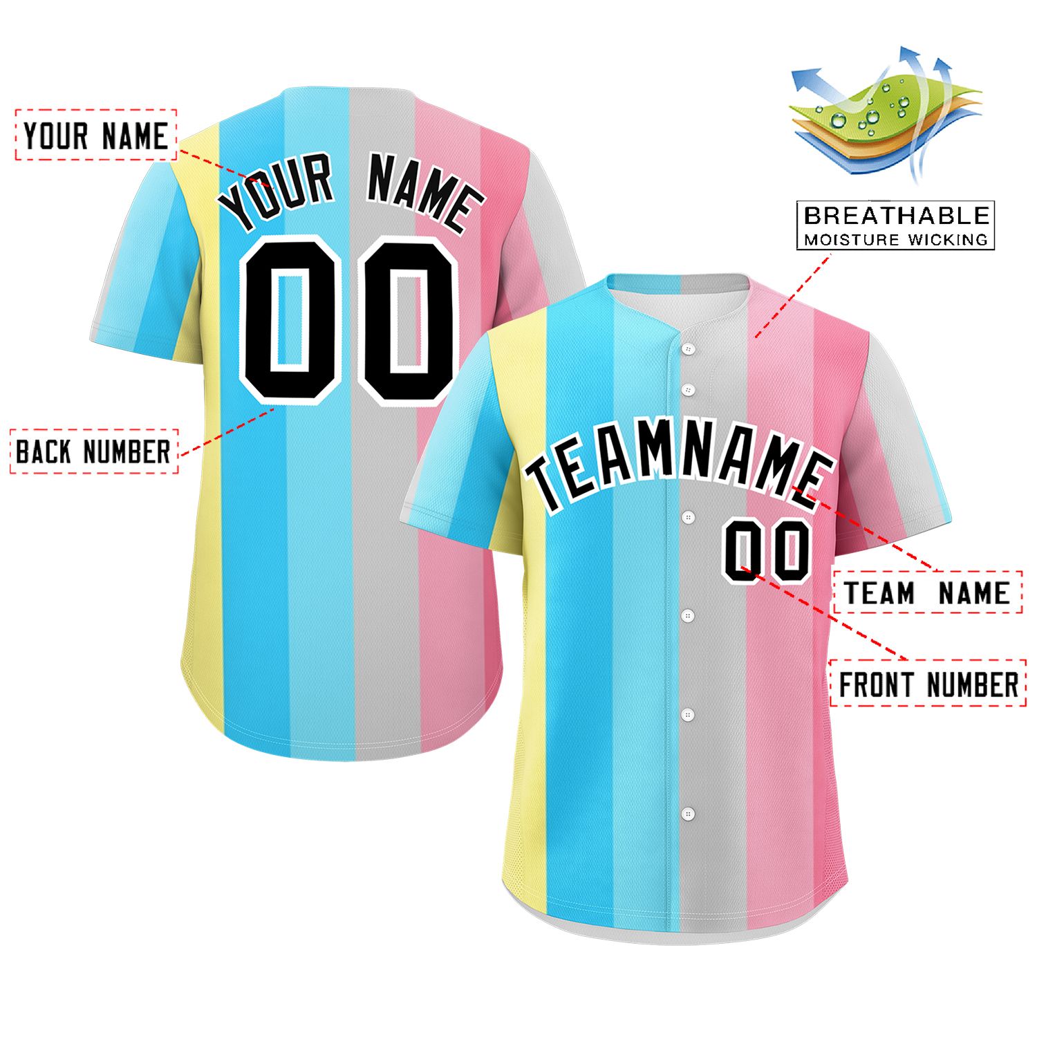 Custom Rainbow Genderflux For Pride Month Color Block Authentic Baseball Jersey