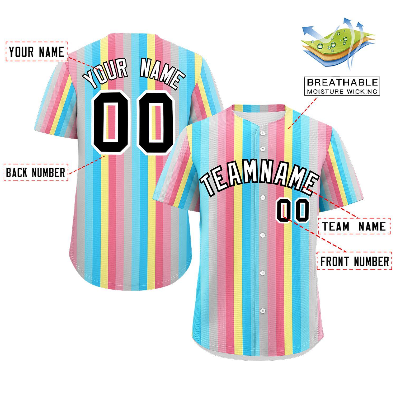 Custom Rainbow Genderflux For Pride Month Color Block Authentic Baseball Jersey