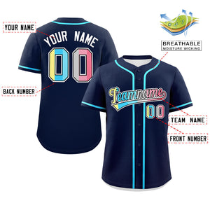 Custom Navy Genderflux For Pride Month Classic Style Authentic Baseball Jersey