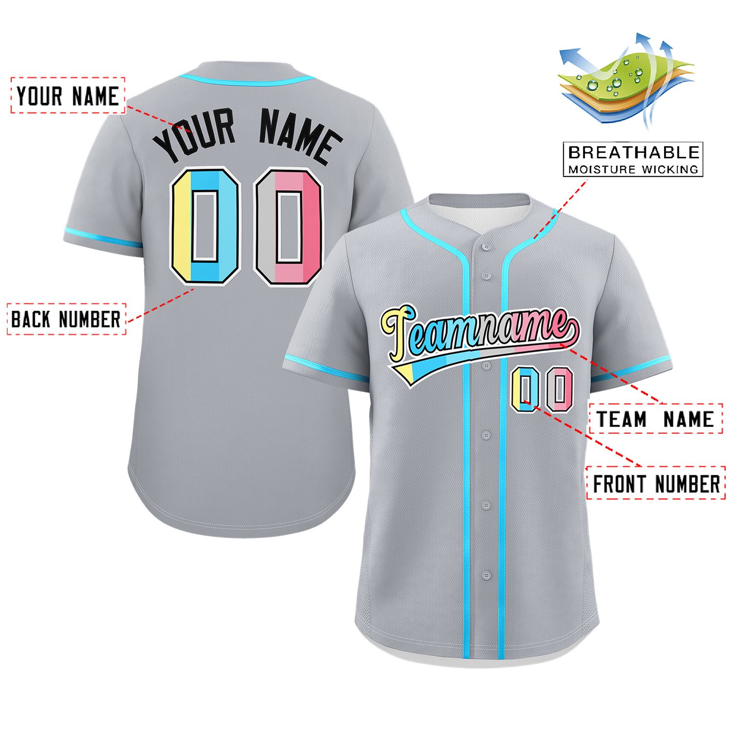 Custom Gray Genderflux For Pride Month Classic Style Authentic Baseball Jersey