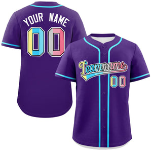 Custom Purple Genderflux For Pride Month Classic Style Authentic Baseball Jersey