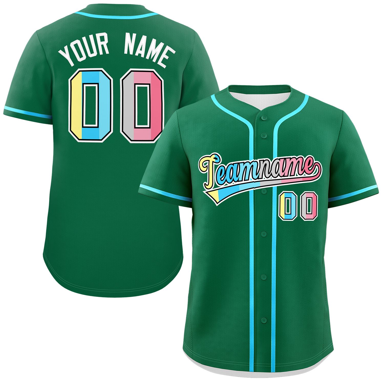 Custom Kelly Green Genderflux For Pride Month Classic Style Authentic Baseball Jersey