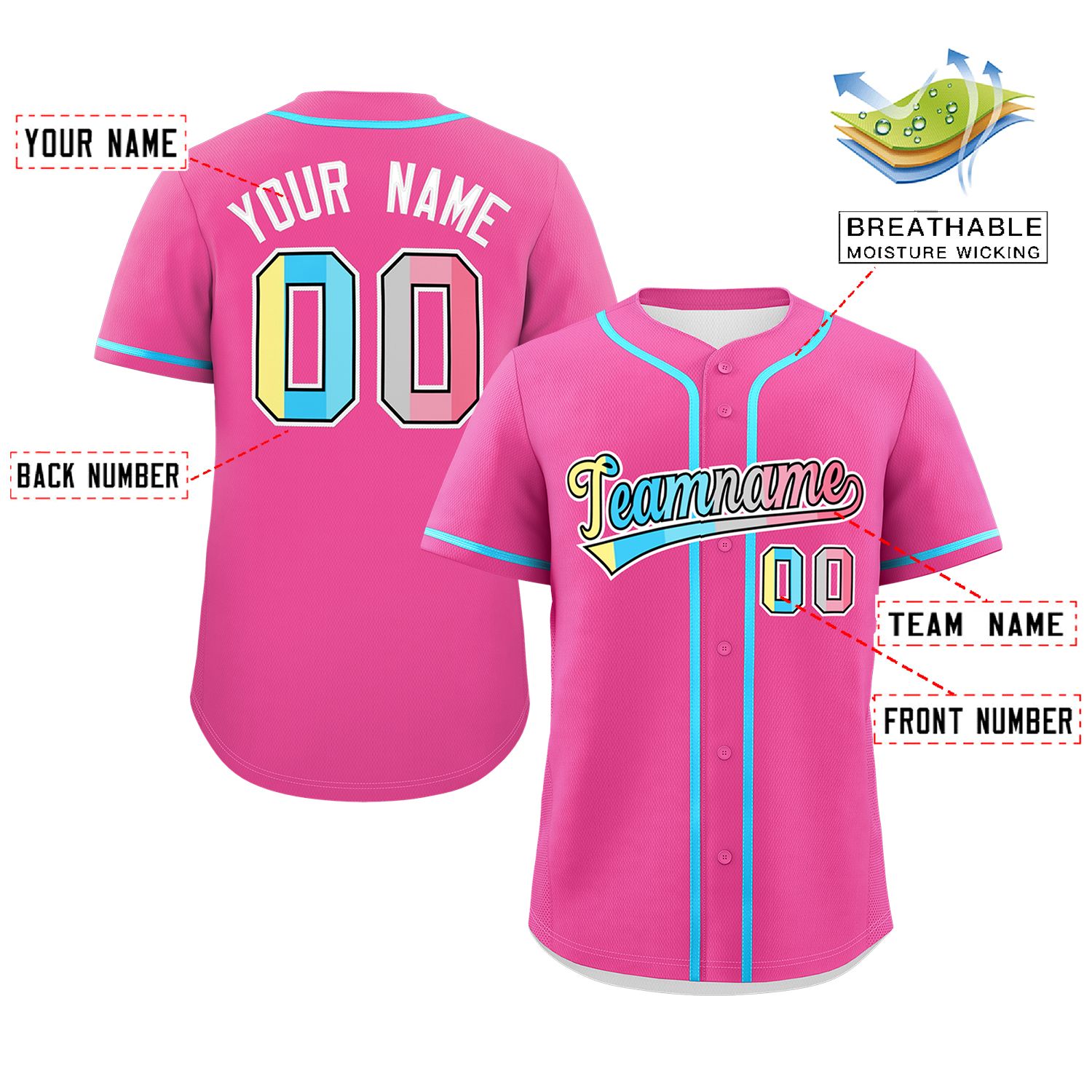 Custom Pink Genderflux For Pride Month Classic Style Authentic Baseball Jersey