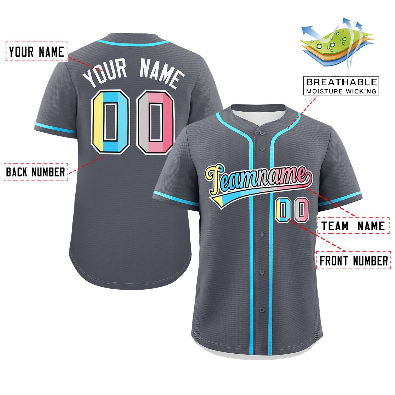 Custom Dark Gray Genderflux For Pride Month Classic Style Authentic Baseball Jersey