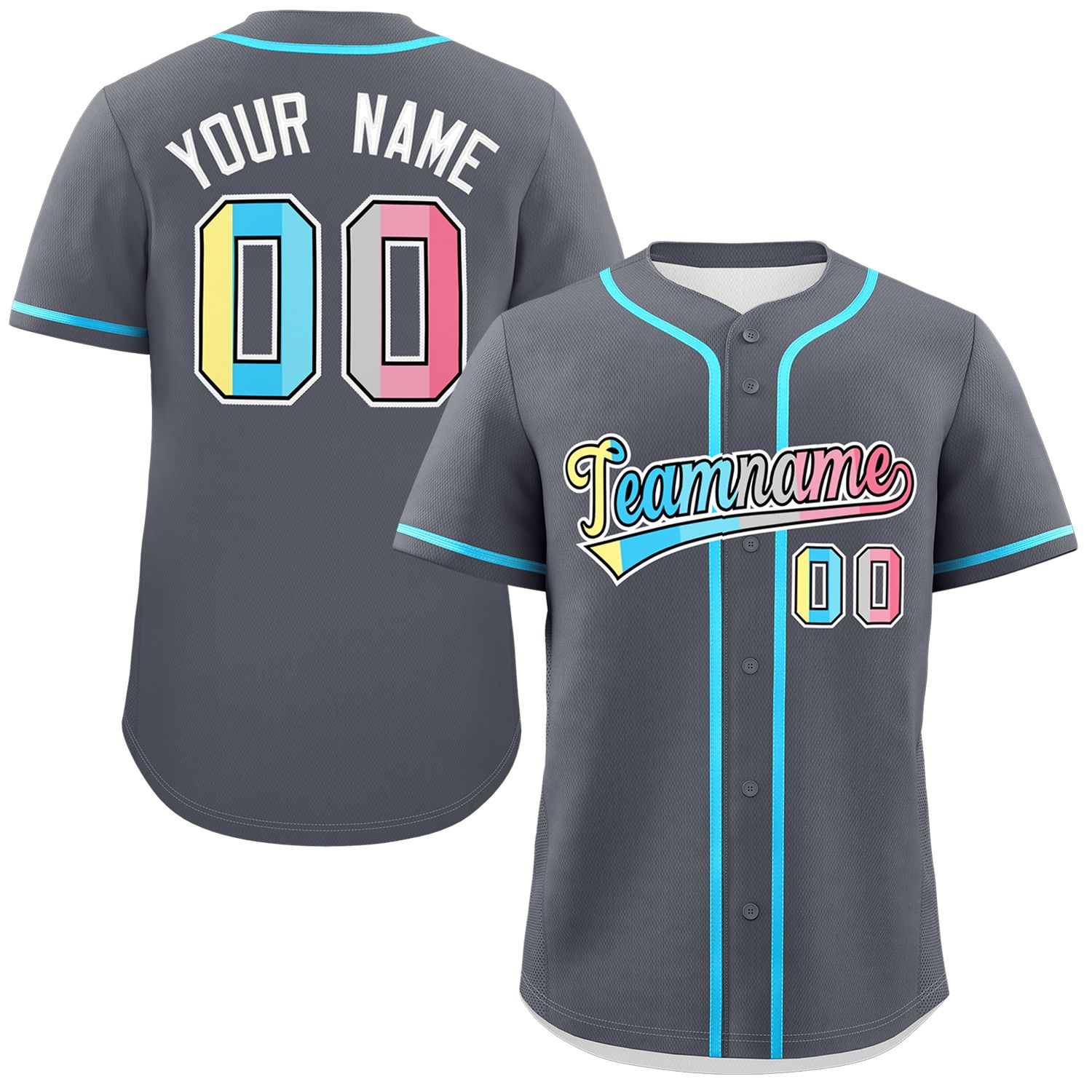 Custom Dark Gray Genderflux For Pride Month Classic Style Authentic Baseball Jersey