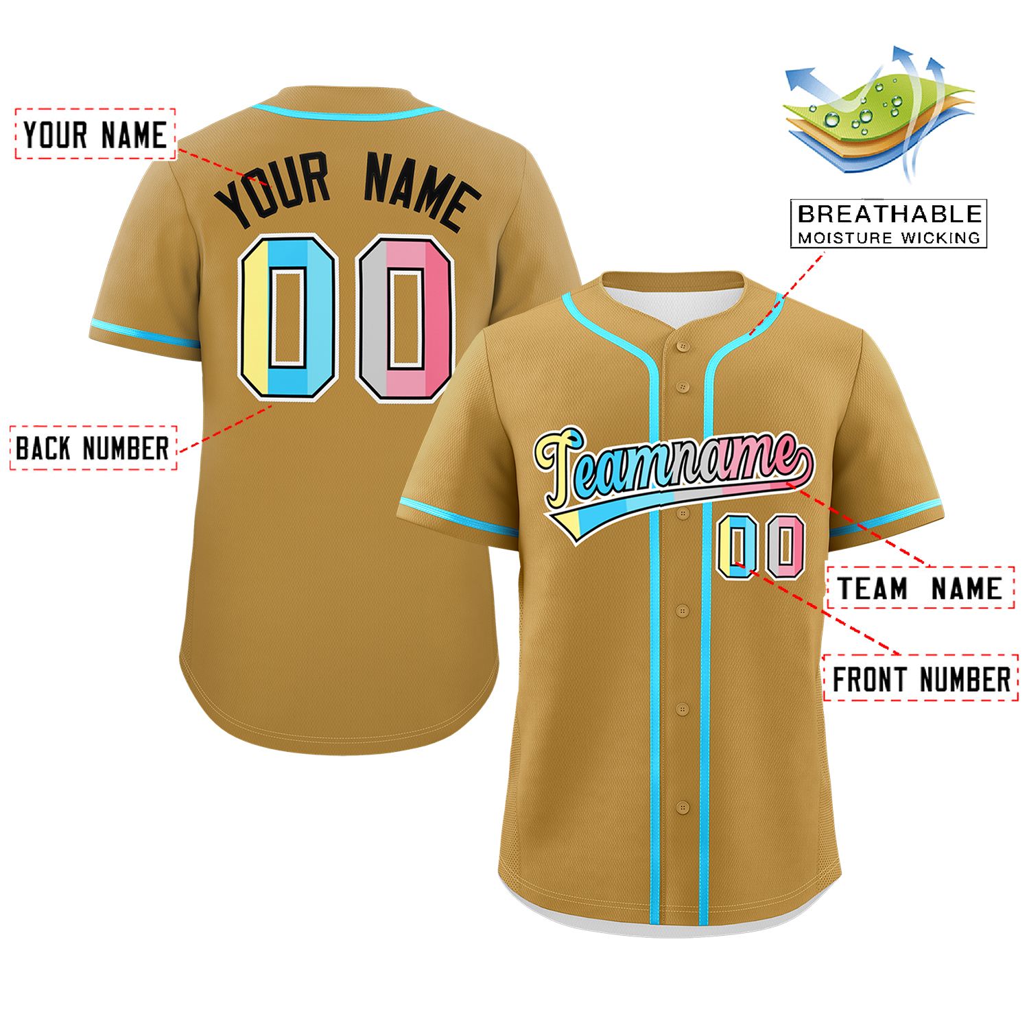 Custom Old Gold Genderflux For Pride Month Classic Style Authentic Baseball Jersey