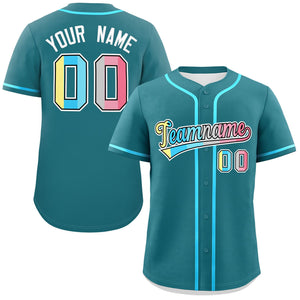 Custom Aqua Genderflux For Pride Month Classic Style Authentic Baseball Jersey