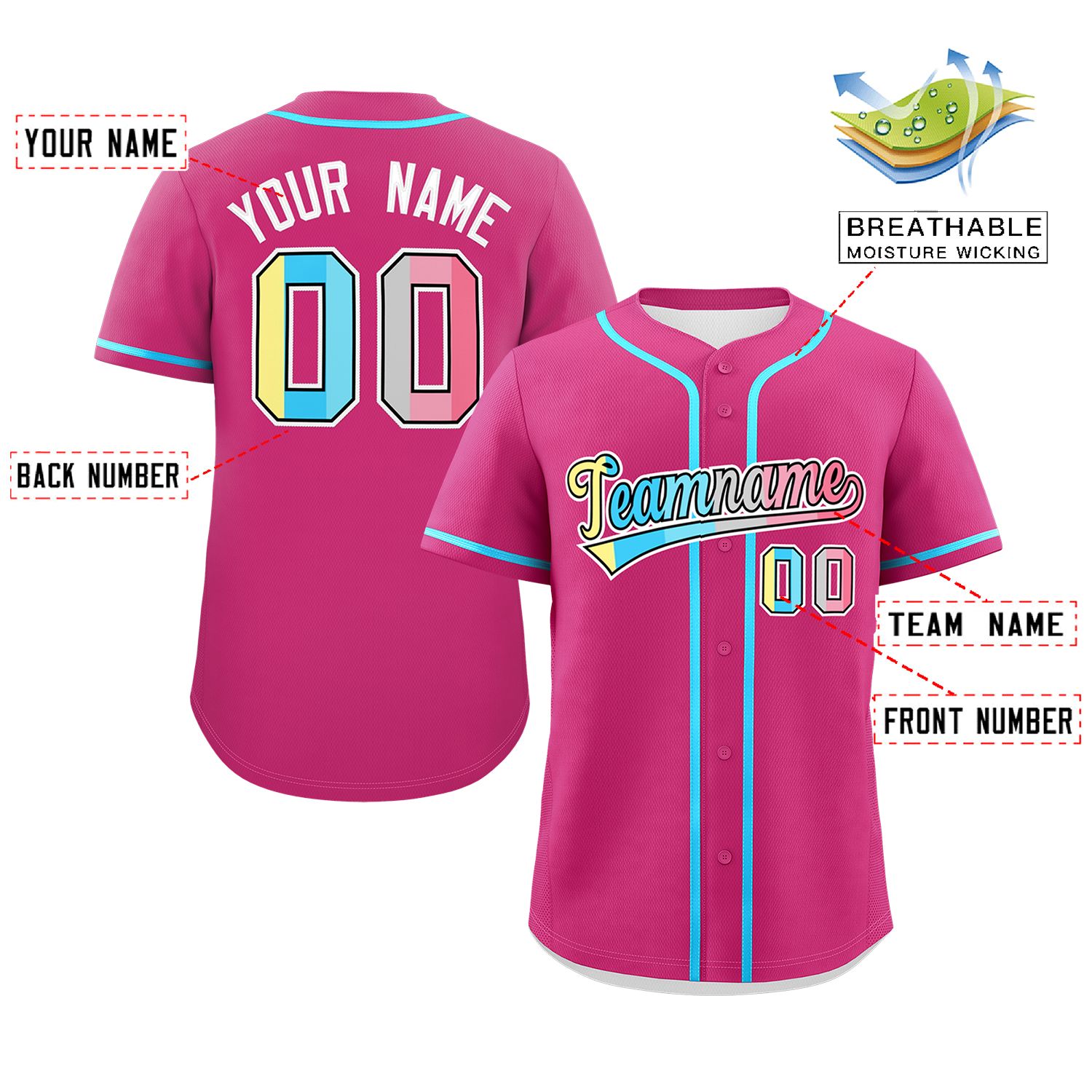 Custom Rose Red Genderflux For Pride Month Classic Style Authentic Baseball Jersey